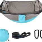 Camping Hammock with Mosquito Net - Double & Single Portable Hammocks with 2 Tree Straps, Lightweight Hammock Tent for Outdoor Camping, Hiking, Backpacking, Beach & Backyard (Blue)