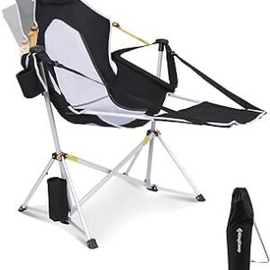 KingCamp Hammock Chair with Footrest – Heavy Duty Swinging Rocking Camping Chairs for Adults up to 400lbs, Folding Portable Oversized Rocker with Cup Holder & Pillow for Outdoor Beach Lawn RV Sports