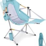 KingCamp Hammock Chair with Footrest – Heavy Duty Swinging Rocking Camping Chairs for Adults up to 400lbs, Folding Portable Oversized Rocker with Cup Holder & Pillow for Outdoor Beach Lawn RV Sports