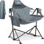Timber Ridge Hammock Camping Chair with Adjustable Backrest, Heavy Duty Folding Hammock Chair Supports 300lbs, Portable Hammock Chair for Camping, Travelling and Patio, Grey