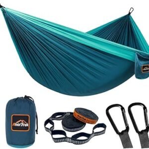 AnorTrek Camping Hammock, Super Lightweight Portable Parachute Hammock with Two Tree Straps Single or Double Nylon Travel Tree Hammocks for Camping Backpacking Hiking