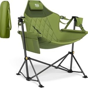 TIMBER RIDGE Hammock Camping Chair with Adjustable Backrest, Heavy Duty Folding Hammock Chair Supports 300lbs, Portable Hammock Chair for Camping, Travelling and Patio, Green