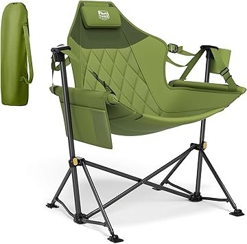 TIMBER RIDGE Hammock Camping Chair with Adjustable Backrest, Heavy Duty Folding Hammock Chair Supports 300lbs, Portable Hammock Chair for Camping, Travelling and Patio, Green