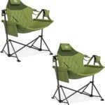 TIMBER RIDGE Hammock Camping Chair with Adjustable Backrest, Heavy Duty Folding Hammock Chair Supports 300lbs, Portable Hammock Chair for Camping, Travelling and Patio, Green 2 Pack
