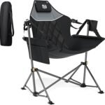TIMBER RIDGE Hammock Camping Chair with Adjustable Backrest, Heavy Duty Folding Hammock Chair Supports 300lbs, Portable Hammock Chair for Camping, Travelling and Patio, Black