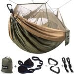 Sunyear Camping Hammock, Portable Single & Double Hammock with Net, 2 Person Hammock Tent with 2 * 10ft Straps, Best for Outdoor Hiking Survival Travel