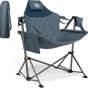 TIMBER RIDGE Hammock Camping Chair with Adjustable Backrest, Heavy Duty Folding Hammock Chair Supports 300lbs, Portable Hammock Chair for Camping, Travelling and Patio, Blue