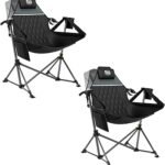 TIMBER RIDGE Oversized Hammock Camping Chair, Swinging Chair with Adjustable Back and Seat Height, Portable Folding Rocking Chair for Outdoor Lawn, Backyard and Patio, Supports 400lbs, Black, 2 Pack