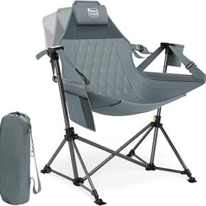 TIMBER RIDGE Hammock Camping Chair, Oversized Swinging Hammock Chair with Adjustable Back and Seat for Outdoor Lawn, Sports, Supports 400lbs, Grey