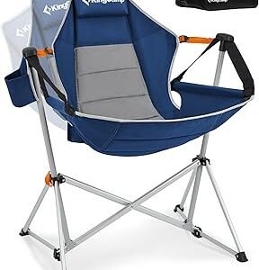 KingCamp Hammock Camping Chair, Swinging Portable Camp Chairs for Adults, 400lbs Heavy Duty Oversized Folding Rocking Chair with Adjustable Recline, Aluminum Alloy Frame for Outdoor Patio Beach Sport