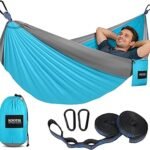 Kootek Camping Hammock, Portable Hammocks with Tree Straps & Attached Carry Bag, Camping Essentials Gear, Perfect for Outside Indoor Hiking Beach Backpack Travel