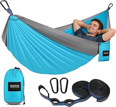 Kootek Camping Hammock, Portable Hammocks with Tree Straps & Attached Carry Bag, Camping Essentials Gear, Perfect for Outside Indoor Hiking Beach Backpack Travel