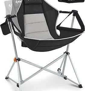 KingCamp Hammock Camping Chair, Swinging Portable Camp Chairs for Adults, 400lbs Heavy Duty Oversized Folding Rocking Chair with Adjustable Recline, Aluminum Alloy Frame for Outdoor Patio Beach Sport