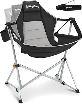 KingCamp Hammock Camping Chair, Swinging Portable Camp Chairs for Adults, 400lbs Heavy Duty Oversized Folding Rocking Chair with Adjustable Recline, Aluminum Alloy Frame for Outdoor Patio Beach Sport