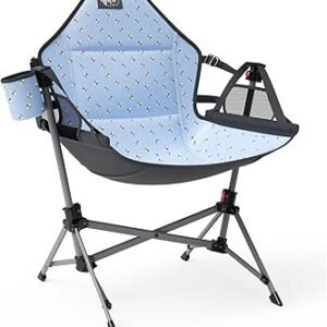 BusyBee Hammock Camping Chairs for Kids, Folding Kids Chair with Stand, Child Camping Gear, Hammock Swing Chair with Cup Holder & Carrying Bag for Outdoor, Lawn, Hiking, Indoor, Supports 125 LBS, Blue