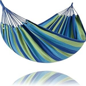 SUNCREAT Hammocks Outdoor Camping Double Hammock, Hammock Replacement for Stand, Blue & Green