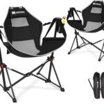 AKSOUL Hammock Camping Chair Swinging: Aluminum Alloy Adjustable Back Swinging Chair, Folding Rocking Chair with Pillow Cup Holder, Recliner for Outdoor Travel Sports Games Lawn Concerts Backyard