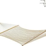 Original Pawleys Island Large Oatmeal DuraCord Rope Hammock – 13 ft. x 55 in., 2-Person, 450 lb Capacity, Oak Spreader Bar, Zinc-Plated Hardware, Handcrafted in the USA