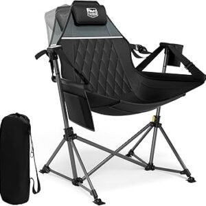 TIMBER RIDGE Hammock Camping Chair, Oversized Swinging Hammock Chair with Adjustable Back and Seat for Outdoor Lawn, Sports, Supports 400lbs, Black