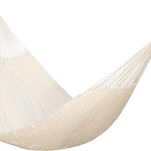 PNAEUT Handwoven Mayan Hammocks, Double Rope Hammock for Outdoor Outside & Indoor, Thick Soft 600 lbs Capacity Heavy-Duty, Includes Tree Straps, Carabiners & Carrying Bag (Nature, X-Large)