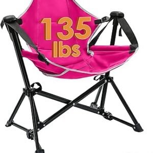 Kids Hammock Chair,Adjustable Kids Camping Chair,Folding Chair with Stand,Portable Hammock Chair for Camping, Travelling and Patio,Green,Supports 135 LBS (Pink)