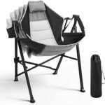 Hammock Camping Chair with Adjustable Backrest, 400lbs Heavy Duty Portable Swing Chair Outdoor with Headrest and Cup Holder, Foldable Camping Chair for Camping, Travelling, Patio, Lawn, Black