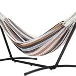 Amazon Basics Double Portable Hammock with Space Saving Steel Stand and Carrying Case, 2 Person, 470lb Capacity, Multi Color, 118" x 46" x 39"