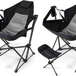 HAPPYGRILL 2 Pack Hammock Camping Chair with Footrest, Outdoor Folding Swinging Chair with Cozy Head Pillow, Cup Holder, Carrying Bag, Portable Lightweight Rocking Chair for Adult Lawn Fishing Picnic