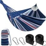 ANYOO Cotton Hammock Portable Camping Hammocks for Hanging Sturdy Garden Comfortable Fabric Hammock with Tree Straps Up to 660lbs with Travel Bag for Camping Outdoor/Indoor Patio Backyard