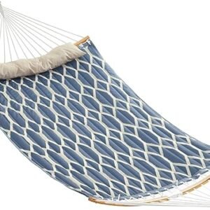 SONGMICS Hammock, Quilted Double Hammock with Padded Pillow, 78.7 x 55.1 Inches, 495 lb Weight Capacity, Portable for Outdoor Relaxation, Garden, Patio, and Camping, Blue UGDC034I02V1