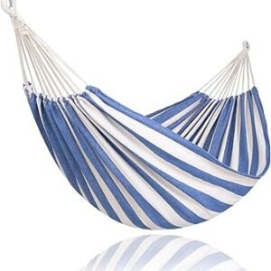 SUNCREAT Large Hammocks for Outside, Long Replacement Hammock Two Person for Stand, Blue White Stripes