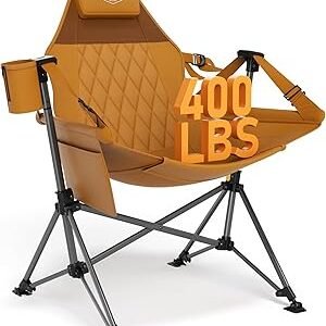 TIMBER RIDGE Hammock Camping Chair, Oversized Swinging Hammock Chair with Adjustable Back and Seat for Outdoor Lawn, Sports, Supports 400lbs, Orange