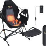 Nice C Heated Hammock Camping Chair with Footrest, Heated Camping Chair with Battery, Rocking Swing Chairs, Hammock Chairs with Stand, Heavy Duty (1, Heat Black W/Footrest)