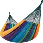 Lazy Daze Hammocks Handwoven Mayan Hammock, 10.5 FT Soft Rope Double Hammocks, Portable Outdoor Hammock with Carry Bag, 2 Straps & Carabiners for Patio Outside, 550 lbs Weight Capacity, Multi Color