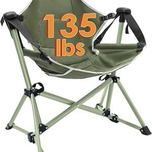 Kids Hammock Chair,Adjustable Kids Camping Chair,Folding Chair with Stand,Portable Hammock Chair for Camping, Travelling and Patio,Green,Supports 135 LBS