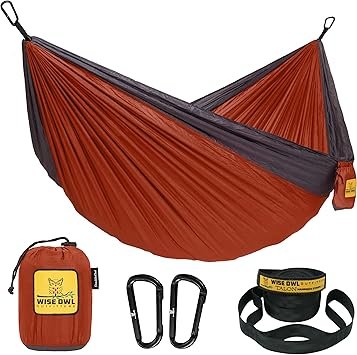 Wise Owl Outfitters Camping Hammock – 500lbs Portable Hammock with Tree Straps - Travel, Backpacking, Hiking, Outdoors Camping Gear - Single or Double