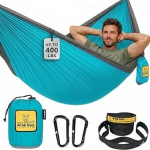 Wise Owl Outfitters Camping Hammock – 500lbs Portable Hammock with Tree Straps - Travel, Backpacking, Hiking, Outdoors Camping Gear - Single or Double