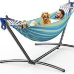 ANAGOO Double Hammock, Heavy Duty Portable, 500 lb Weight Capacity, Perfect for Both Indoors and Outdoors, 2 Person Hammock with Carrying Bag, Wide Blue
