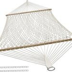 Sunnydaze Cotton Rope Hammock for Outside - 450-Pound Capacity Indoor or Outdoor Hammock with Spreader Bars - Natural