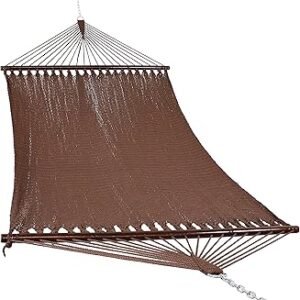 Sunnydaze Soft-Spun Polyester Rope Double Hammock for Outside - 600-Pound Weight Capacity Extra Large Hammock - Mocha