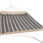 Sunnydaze Quilted Double Hammock for Outside with Spreader Bars and Pillow - 450 lb Capacity, 74x55 Inch Bed, UV Resistant, Quick Dry - Chains Included, Stand Sold Separately - Mountainside
