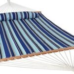 Sunnydaze Quilted Double Hammock for Outside with Spreader Bars and Pillow - 450 lb Capacity, 74x55 Inch Bed, UV Resistant, Quick Dry - Chains Included, Stand Sold Separately - Catalina Beach