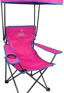 Venture Forward Youth Outdoor Canopy Chair with Adjustable Shade, Folding Kids Camping Chair with Cup Holder and Carry Bag, Portable Beach, Sports and Backyard Seating