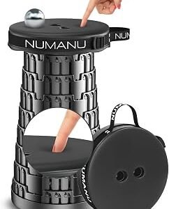NUMANU 2026 Upgraded Padded Collapsible Stool, Max 620lbs 2.5"-18" H Adjustable Portable Folding Stool for Adults, Retractable Foldable Telescopic Seat Camping Chair or Footrest