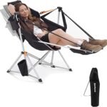 KingCamp Hammock Chair with Footrest – Heavy Duty Swinging Rocking Camping Chairs for Adults up to 400lbs, Folding Portable Oversized Rocker with Cup Holder & Pillow for Outdoor Beach Lawn RV Sports