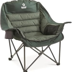Guide Gear Oversized Extra Large Padded Camping Chair, Portable, Folding, Large Camp Lounge Beach Chairs for Outdoor, Adults, Men and Women, Heavy-Duty 400 Pound Capacity, with Cup Holder Green