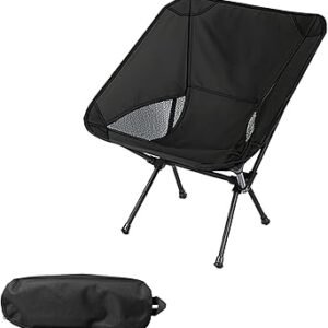 Wind Tour Portable Camping Chair Lightweight Foldable Outdoor Chair for Hiking Camp Backpacking Lawn Beach Fishing Picnic with Carry Bag (Black)