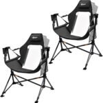Portal Hammock Camping Chair, Portable Outdoor Swinging Chairs, Rocking Chair for Adults with Adjustable Back and Height for Lawn, Backyard, Patio, Supports 400 lbs, Mesh High Back, Black, 2 Pack