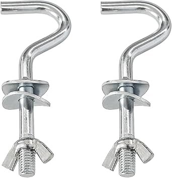 2Pcs Heavy-Duty Metal Hammock Replacement Hooks, 3/8 Inch Diameter, Fits 1-1/4 to 2 Inch Long Holes on Hammock Stands, Hammocks Hooks for Indoor and Outdoor Use
