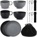 Berglander Camping Mess Kits for 2 Person, Silverware Set Spoons Forks Knives, Camping Essentials Gear, Accessories for Travel, Picnic, Outdoor, Easy to Carry and Clean
